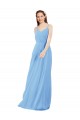 Buy Pleated Low Back Long V-Neck Chiffon Bridesmaid Dress with Thin Straps UK