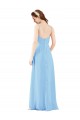 Buy Pleated Low Back Long V-Neck Chiffon Bridesmaid Dress with Thin Straps UK