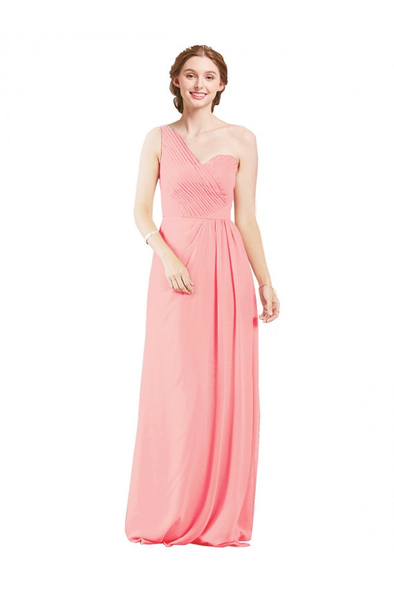 Buy One Shoulder Sweetheart Neckline Long Chiffon Bridesmaid Dress UK