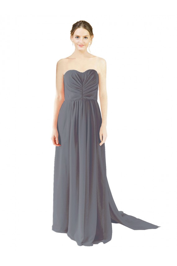 Buy Long Chiffon Bridesmaid Dress with Sweetheart Neckline and Flowing Back UK