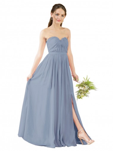 Buy Deep Sweetheart Neckline Open Back Long Chiffon Bridesmaid Dress UK