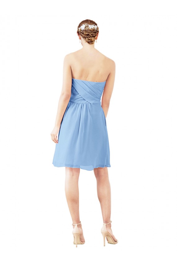 Buy Short Knee Length Chiffon Cocktail Bridesmaid Dress with Twisted Strapless Sweetheart Neckline UK
