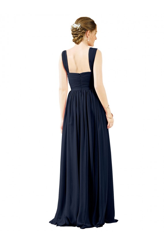 Buy Square Neckline Sexy Open Back Long Chiffon Bridesmaid Dress UK
