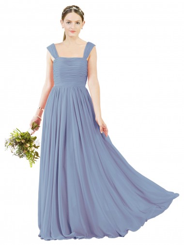 Buy Square Neckline Sexy Open Back Long Chiffon Bridesmaid Dress UK