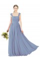 Buy Square Neckline Sexy Open Back Long Chiffon Bridesmaid Dress UK