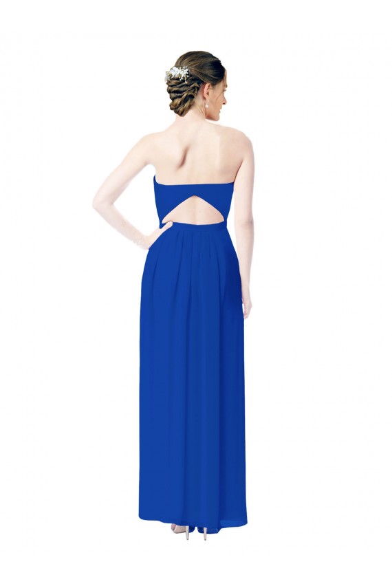 Buy Strapless Sweetheart Keyhole Back Long Chiffon Bridesmaid Dress UK
