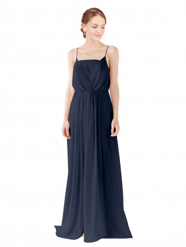 Buy Spaghetti Straps Open Back Long Chiffon Bridesmaid Dress UK