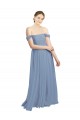 Buy Long Floor Length Chiffon Bridesmaid Dress with Fluttering Off the Shoulder Straps UK