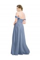 Buy Long Floor Length Chiffon Bridesmaid Dress with Fluttering Off the Shoulder Straps UK