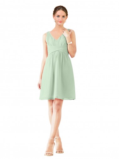 Buy v-Neckline Short Knee Length Chiffon Cocktail Bridesmaid Dress UK