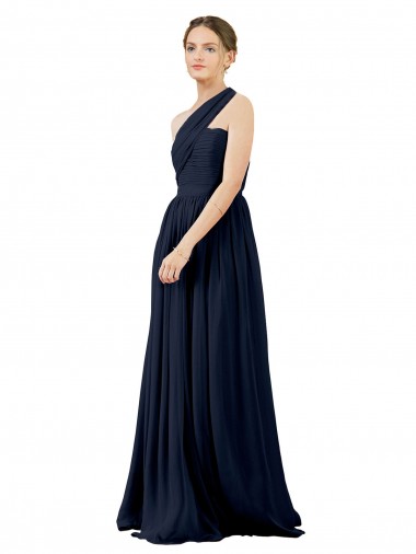 Buy Draped One Shoulder Strapless Chiffon Bridesmaid Dress UK