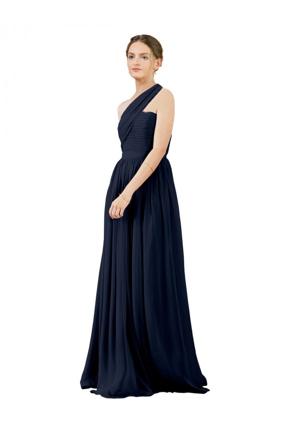 Buy Draped One Shoulder Strapless Chiffon Bridesmaid Dress UK
