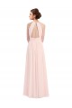 Buy Sleeveless Chiffon High Neck Bridesmaid Dress with Diagonal Pleats UK