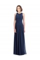 Buy Chiffon High Neck Sleeveless Bridesmaid Dress with Pleats UK