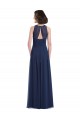Buy Chiffon High Neck Sleeveless Bridesmaid Dress with Pleats UK