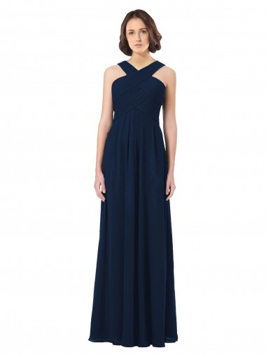Buy Long Chiffon Bridesmaid Dress V-Neck Top UK