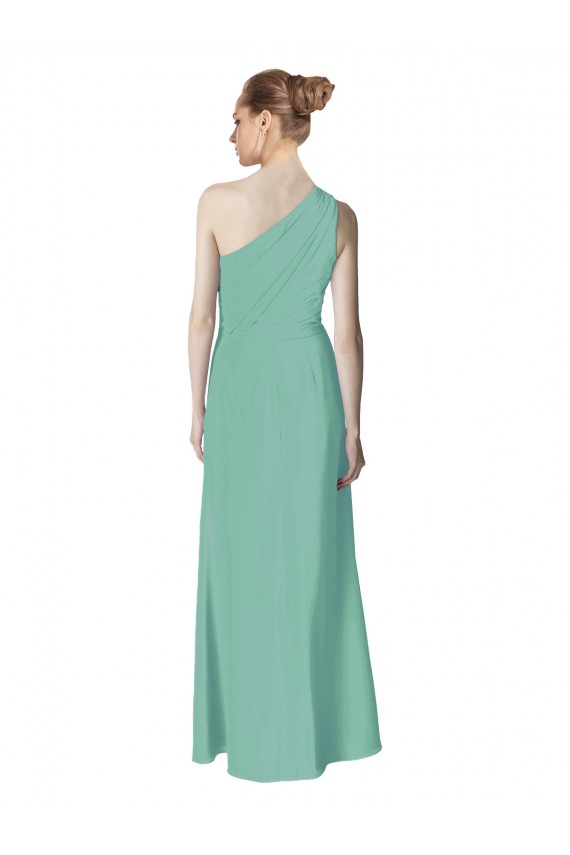 Buy Long Chiffon One Shoulder Full Length Bridesmaid Dress UK