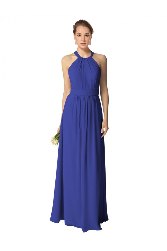 Buy Long Full Length Chiffon Halter Bridesmaid Dress UK