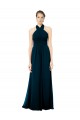 Buy Keyhole Back Long Chiffon Halter Dress with Halter Straps Cross Neck UK