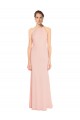 Buy High Neck Long Chiffon Halter Bridesmaid Dress with Drape Chiffon Overlay UK