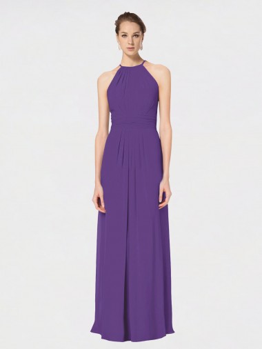 Buy Long Chiffon Spaghetti Strap Halter Bridesmaid Dress UK