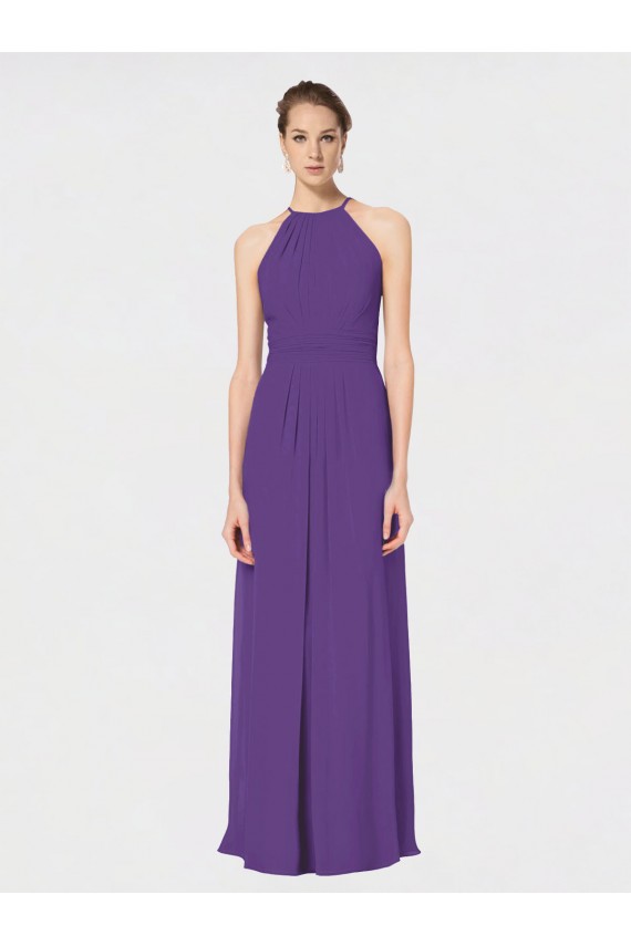 Buy Long Chiffon Spaghetti Strap Halter Bridesmaid Dress UK