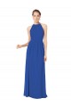 Buy Long Chiffon High-Neck Sleeveless Bridesmaid Dress UK