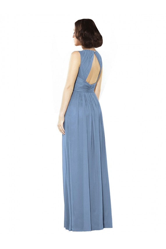 Buy Open Keyhole Back Bateau Neck Chiffon Bridesmaid Dress UK