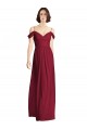 Buy Off the Shoulder Long Chiffon Bridesmaid Dress with Pleated Sleeves UK