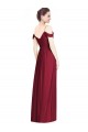 Buy Off the Shoulder Long Chiffon Bridesmaid Dress with Pleated Sleeves UK