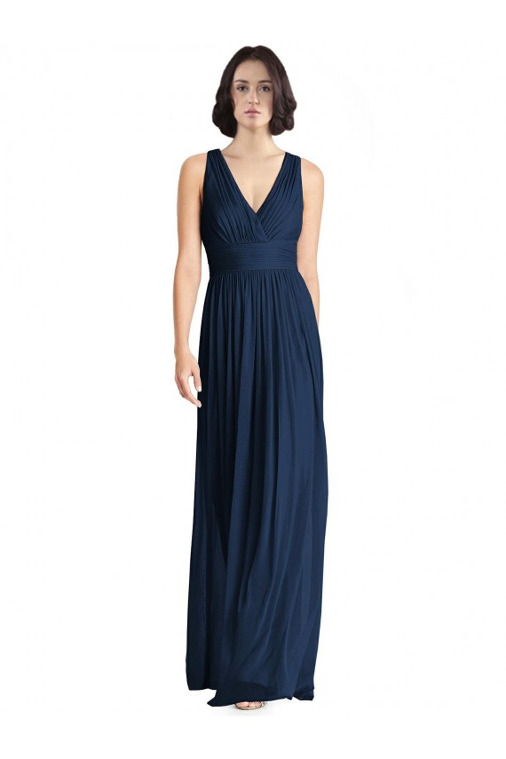 Buy Cut Out Back Long Chiffon V-Neck Bridesmaid Dress UK