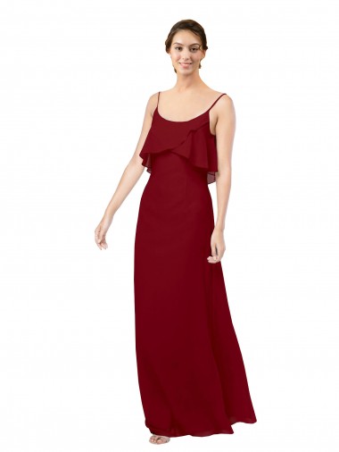 Buy Scoop Neck Chiffon Bridesmaid Dress with Spaghetti Straps and Low Back UK