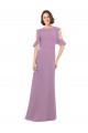 Buy Long Chiffon Bridesmaids Dress with Flounced Sleeve Detail and Criss Cross Back UK