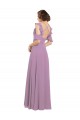 Buy Long Chiffon Bridesmaids Dress with Flounced Sleeve Detail and Criss Cross Back UK