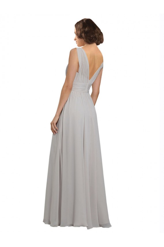 Buy Twist Shouder Full Chiffon Bridesmaids Dress with V-Neckline and V-Back UK
