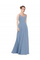 Buy Chiffon Bridesmaids Dress with Draped V-Neck Bodice and Keyhole Back UK