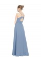 Buy Chiffon Bridesmaids Dress with Draped V-Neck Bodice and Keyhole Back UK