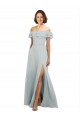 Buy Luxe Chiffon Bridesmaids Dress with Off the Shoulder Flounced Neckline UK