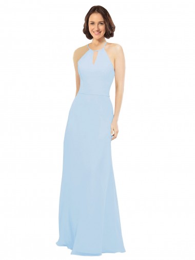 Buy Floor Length Chiffon Bridesmaids Dress with Front Keyhole Neckline UK