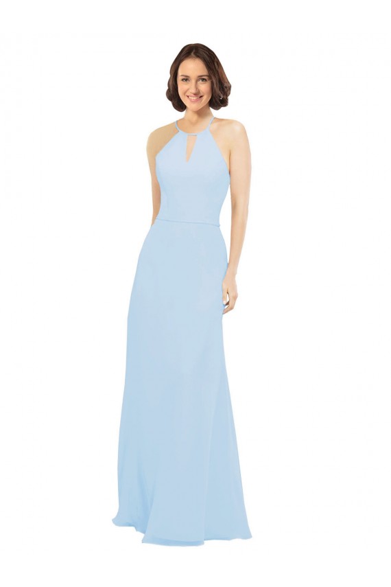 Buy Floor Length Chiffon Bridesmaids Dress with Front Keyhole Neckline UK