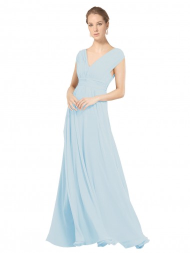 Buy Chiffon Bridsmaids Dress with V-Neckline and Tie V Back UK
