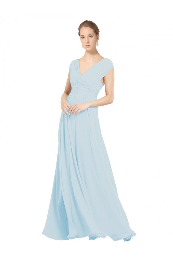 Buy Chiffon Bridsmaids Dress with V-Neckline and Tie V Back UK