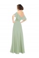 Buy Boho Chic Chiffon Bridesmaids Dress with Off the Shoulder Neckline UK