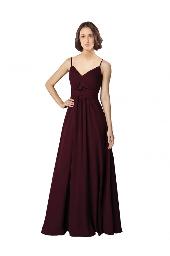 Buy V-Neck Chiffon Bridesmaid Dress with Twist Front Bodice UK