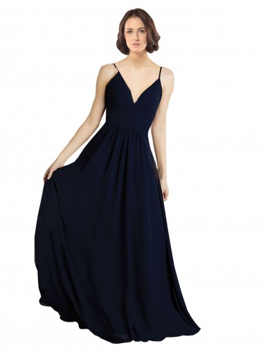 Buy Simple Chiffon Bridesmaid Dress with Deep V-Neckline UK