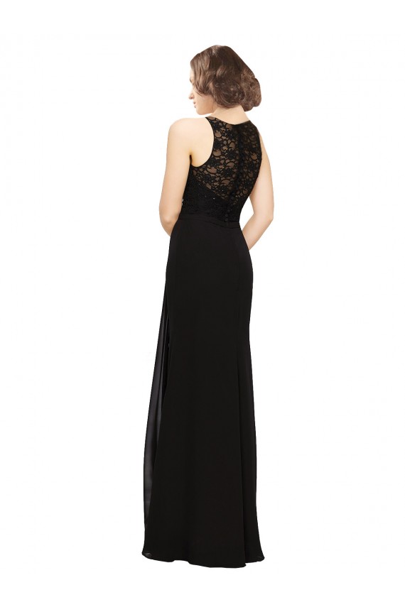 Buy Sheath Beaded and Embroidered Bridesmaids Dress with Lace Bodice and Chiffon Skirt UK