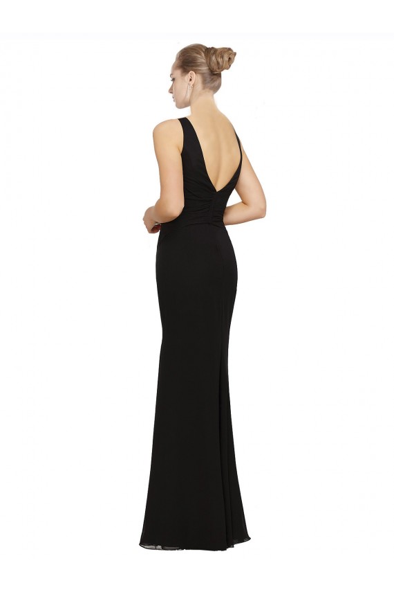 Buy Open V-Back Chiffon Bridesmaids Dress with V-Neckine UK