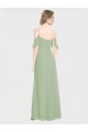 Buy Long Chiffon Off-The-Shoulder Bridesmaid Dress with Double Flounce Sleeves UK