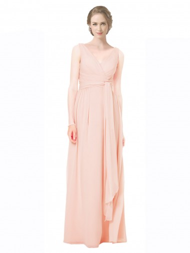 Buy Full Length Chiffon Bridesmaid Dress with V-Front and Back UK