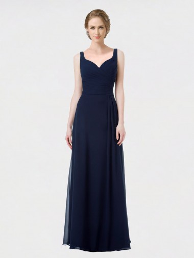 Buy Long Chiffon Bridesmaid Dress with Sweetheart Neckline and Shoulder Straps UK